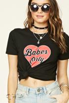 Forever21 Women's  Black & Red Babes Only Graphic Tee