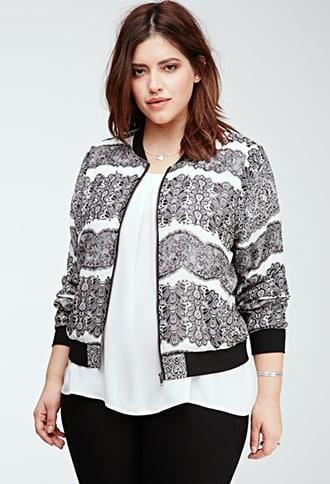 Forever21 Plus Size Lace Print Chiffon Jacket