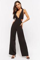 Forever21 Plunging Tie-back Wide Leg Jumpsuit