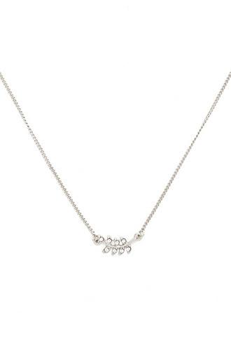 Forever21 Silver & Clear Leaf Charm Necklace