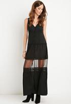 Forever21 Women's  Black Crochet-trim Tiered Maxi Dress