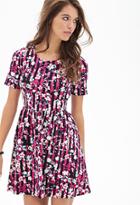 Forever21 Women's  Tropical Floral Skater Dress (black/hot Pink)