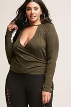 Forever21 Plus Size Ribbed Surplice Strappy Top