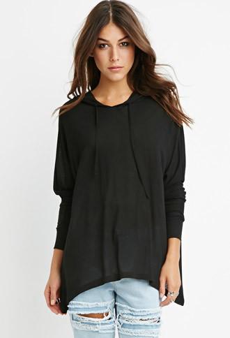 Forever21 Women's Oversized Hooded Top (black)