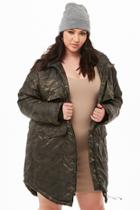 Forever21 Plus Size Camo Print Hooded Longline Jacket