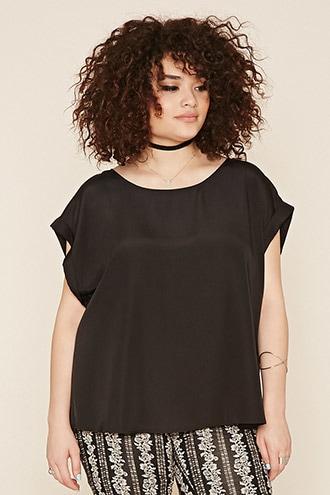 Forever21 Plus Women's  Black Plus Size Chiffon Blouse