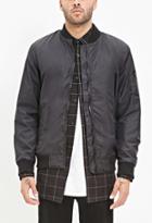 21 Men Men's  Zipped-sleeve Bomber Jacket (black)