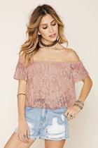 Forever21 Women's  Mesh Off-the-shoulder Top