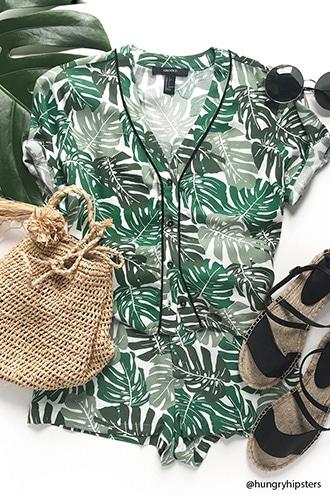 Forever21 Tropical Leaf Print Shirt