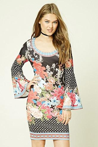 Forever21 Ornate Bell-sleeve Dress