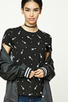 Forever21 Guitar And Star Print Tee