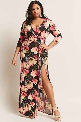 Forever21 Plus Size Floral Surplice Maxi Dress