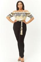 Forever21 Plus Size Baroque Off-the-shoulder Contrast Jumpsuit