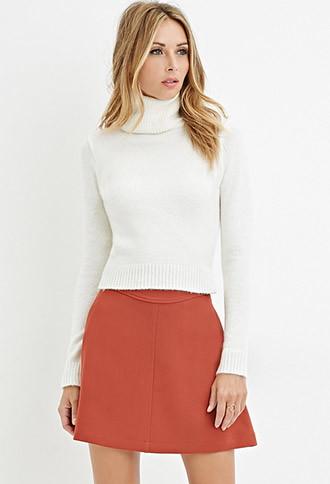 Love21 Women's  Textured Turtleneck Sweater (cream)