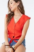 Forever21 V-neck Tie-hem Top