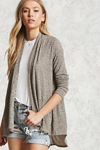 Forever21 Marled Knit Drape Cardigan