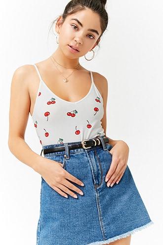 Forever21 Cherry Cami Bodysuit
