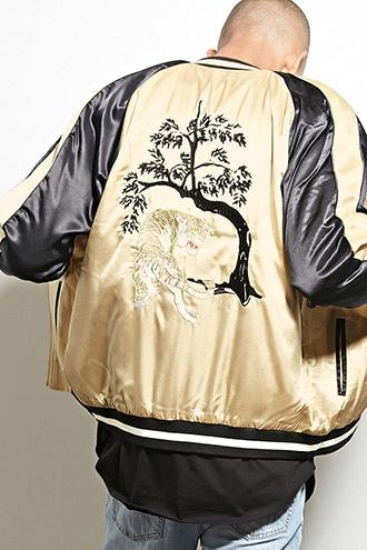 21 Men Men's  Gold & Black Standard Issue Satin Jacket