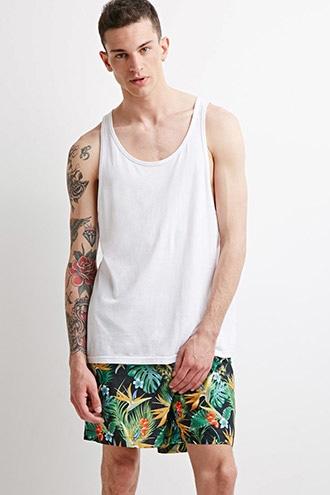 Forever21 Tropical Print Swim Trunks