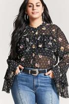 Forever21 Plus Size Sheer Tiered Flounce Top