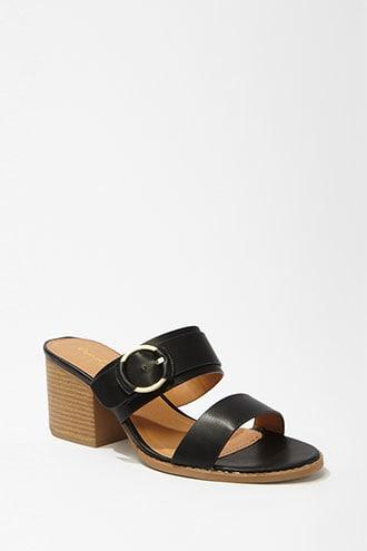 Forever21 Qupid Faux Leather Buckle Slide Heels