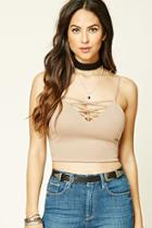 Forever21 Women's  Taupe Crisscross Cropped Cami