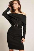 Forever21 Belted Off-the-shoulder Knit Dress