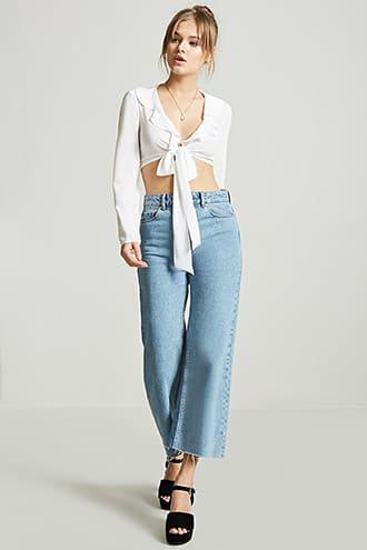 Forever21 Self-tie Ruffle Crop Top