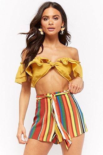 Forever21 High-rise Multistriped Shorts