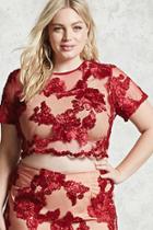 Forever21 Plus Size Sheer Mesh Floral Top