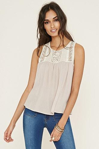 Forever21 Crochet-paneled Tank
