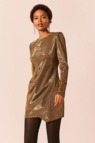 Forever21 Ruched Metallic Mini Dress