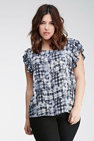 Forever21 Plus Size Ruffled Plaid Print Blouse