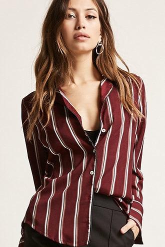 Forever21 Pajama-inspired Striped Shirt