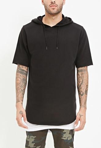 21 Men Raw-cut Trim Hoodie (black)