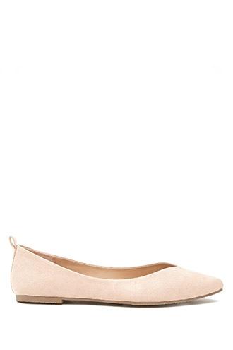 Forever21 Women's  Blush Pointed Faux Suede Flats