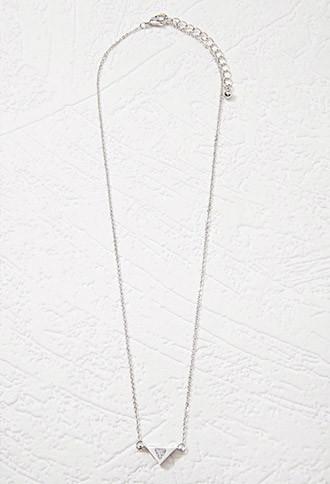 Forever21 Rhinestone Triangle Charm Necklace (silver/clear)