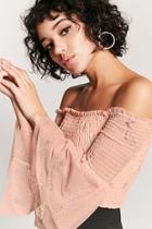 Forever21 Mesh Bell Sleeve Off-the-shoulder Top