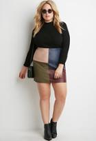Forever21 Plus Faux Leather Colorblock-paneled Skirt