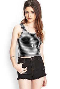 Forever21 Striped Stretch Crop Top