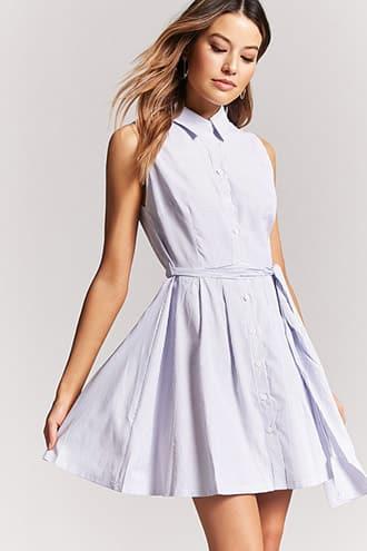 Forever21 Pinstripe Poplin Shirt Dress