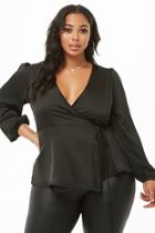 Forever21 Plus Size Satin Surplice Ruffle-hem Top