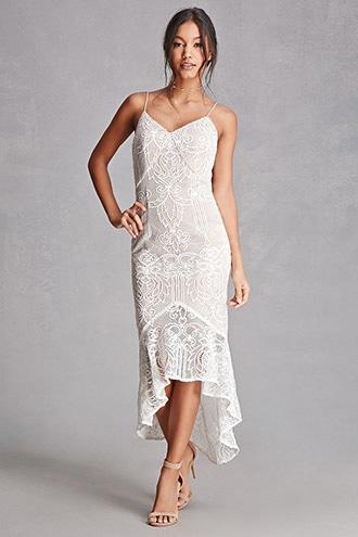 Forever21 Lace Overlay Ruffle Hem Dress