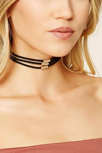 Forever21 Faux Suede Beaded Choker