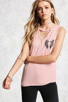 Forever21 Cutout Wings Graphic Top