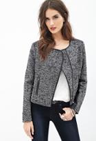 Forever21 Contemporary Faux Leather-paneled Tweed Jacket