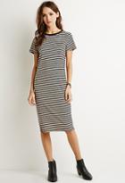 Forever21 Women's  Classic Striped T-shirt Dress (taupe/black)