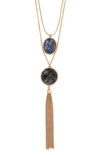 Forever21 Blue & Black Faux Gem Necklace Set