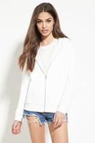 Forever21 Plus Women's  White Classic Zip-up Hoodie