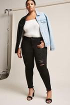 Forever21 Plus Size Distressed High-rise Denim Jeans